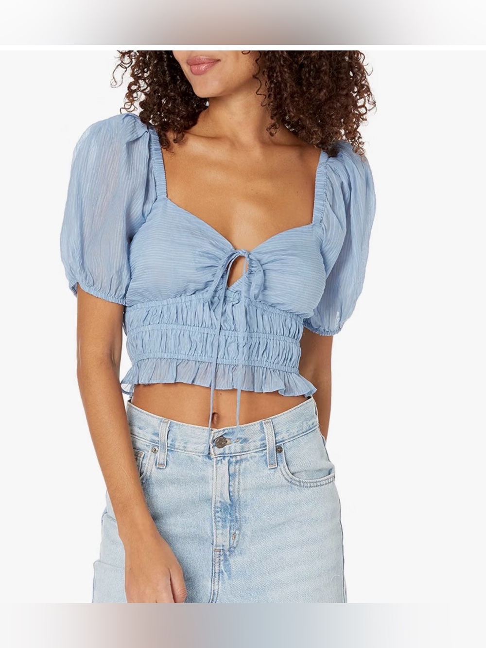 ASTR The Label Nalda Top Puff Slevee Boho , Large